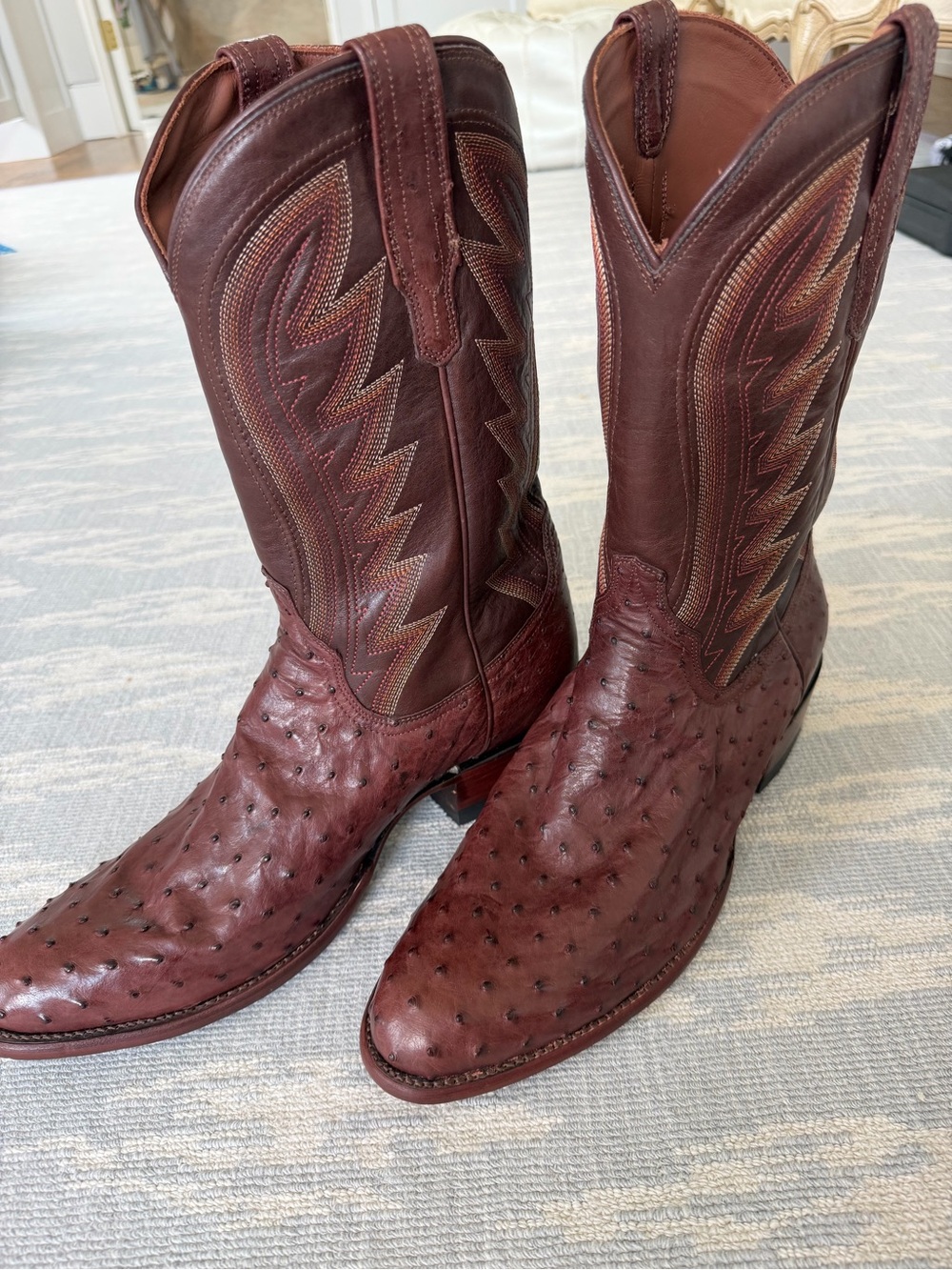 Tecovas - NEVER WORN! Mahogany Ostrich Western Boots